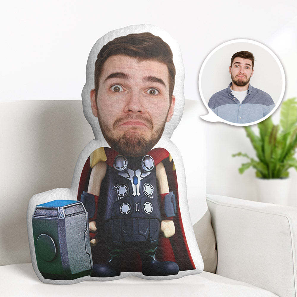 Custom Face Pillow Personalised Photo Pillow Standing Thor MiniMe Pillow Gifts for Him - FaceBoxerUK