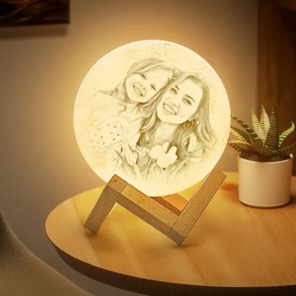 Custom 3D Printing Photo Moon Lamp With Your Text - Touch Two Colors(10cm-15cm) - FaceBoxerUK