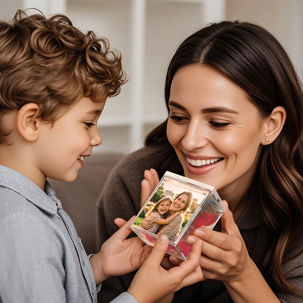 Custom Mini Vinyl Record Player Automatic Music Player Custom Photo Cover Style Engraved Mother's Day Gift for Mum - FaceBoxerUK