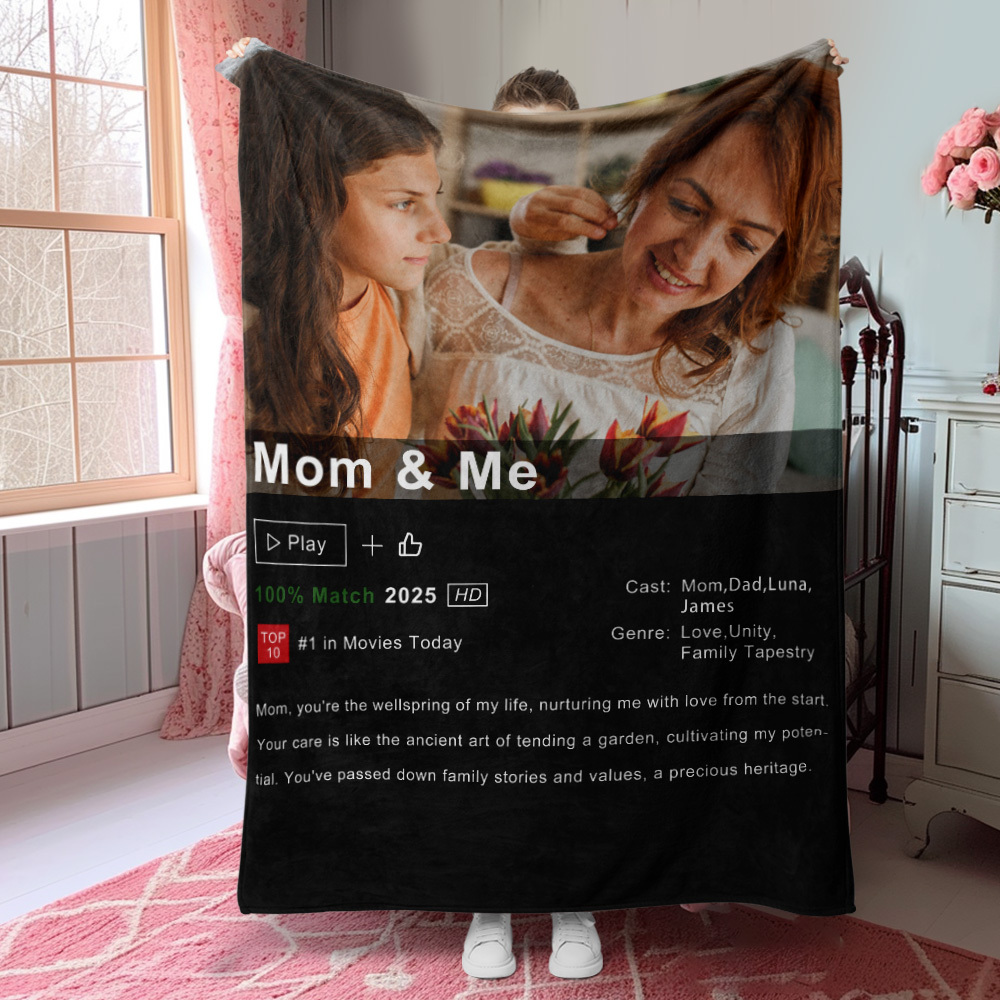 Custom Couples Loveflix Movie Poster Blanket Personalized Photo Blanket Gift for Lover