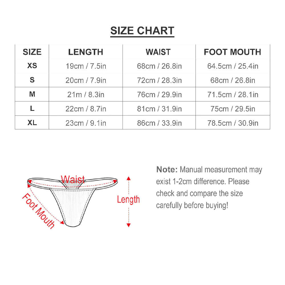 Custom Face Cute Bikini Pattern Women's Tanga Thong Gift for Her - FaceBoxerUK