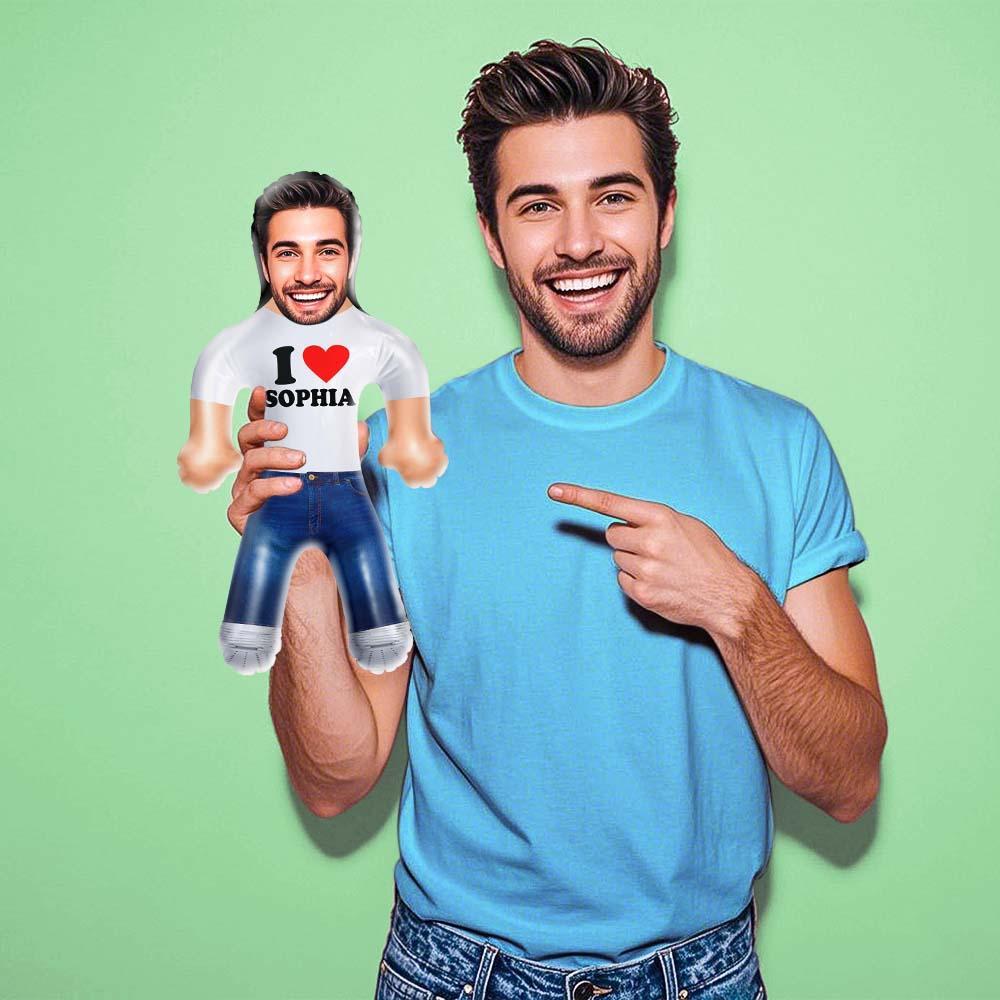 Funny Graduate Face Blow Up Doll Maroon Tee Style Custom Air Minime Dolls - FaceBoxerUK