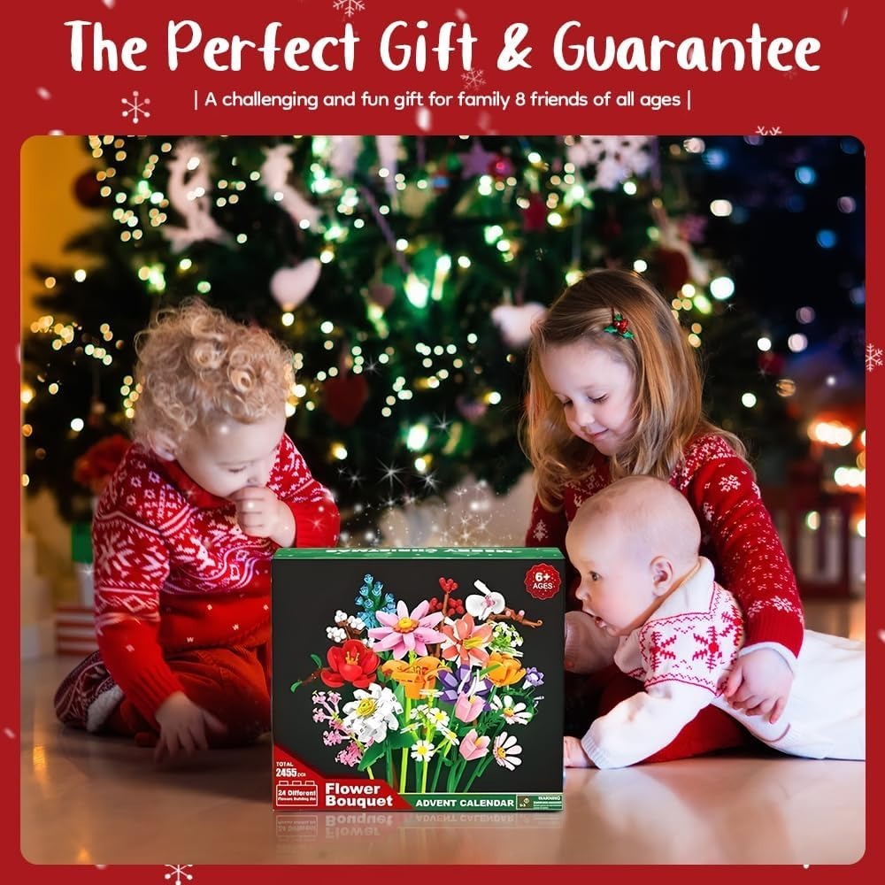Flower Bouquet Advent Calendar Building Blocks – Christmas Countdown Blind Box - FaceBoxerUK