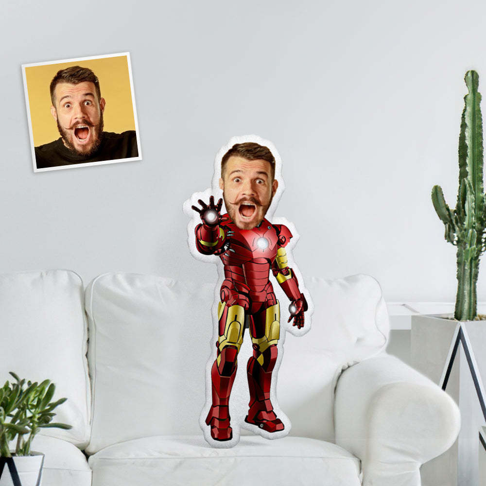 Custom Face Photo Minime Doll Personalised Superhero Anti-Hulk Armor Throw Pillow - FaceBoxerUK