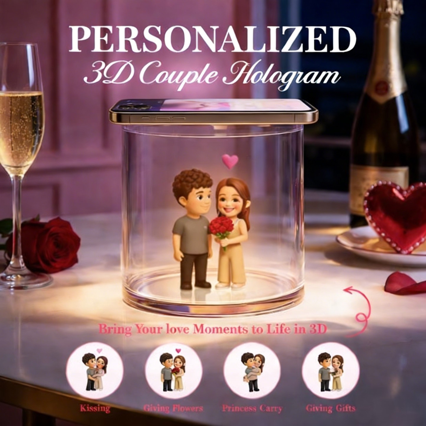 Holographic Lumina Boxes For Lovers | High-Transmittance Holographic Material Image Holographic House Valentine's Day Gift - FaceBoxerUK