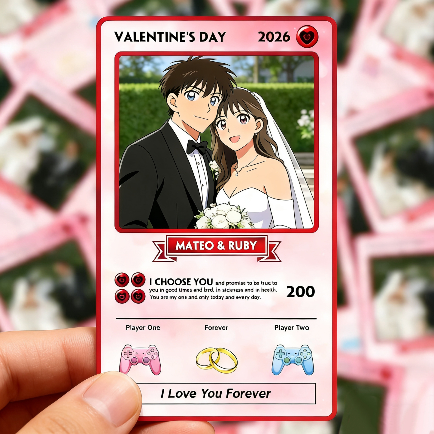 Personalized Valentine’s Day Power Couple Card, Custom Anniversary Card Couple Photo Anime Style, Best Valentine's Day Gift for Lover - FaceBoxerUK