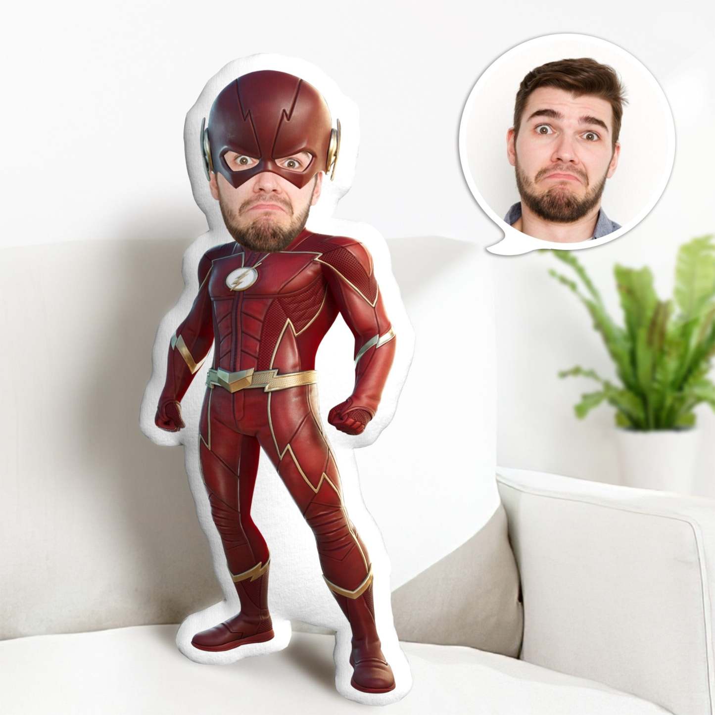 Custom Flash Dolls  Custom Face Pillow Personalised Photo Pillow Superhero Gifts - FaceBoxerUK