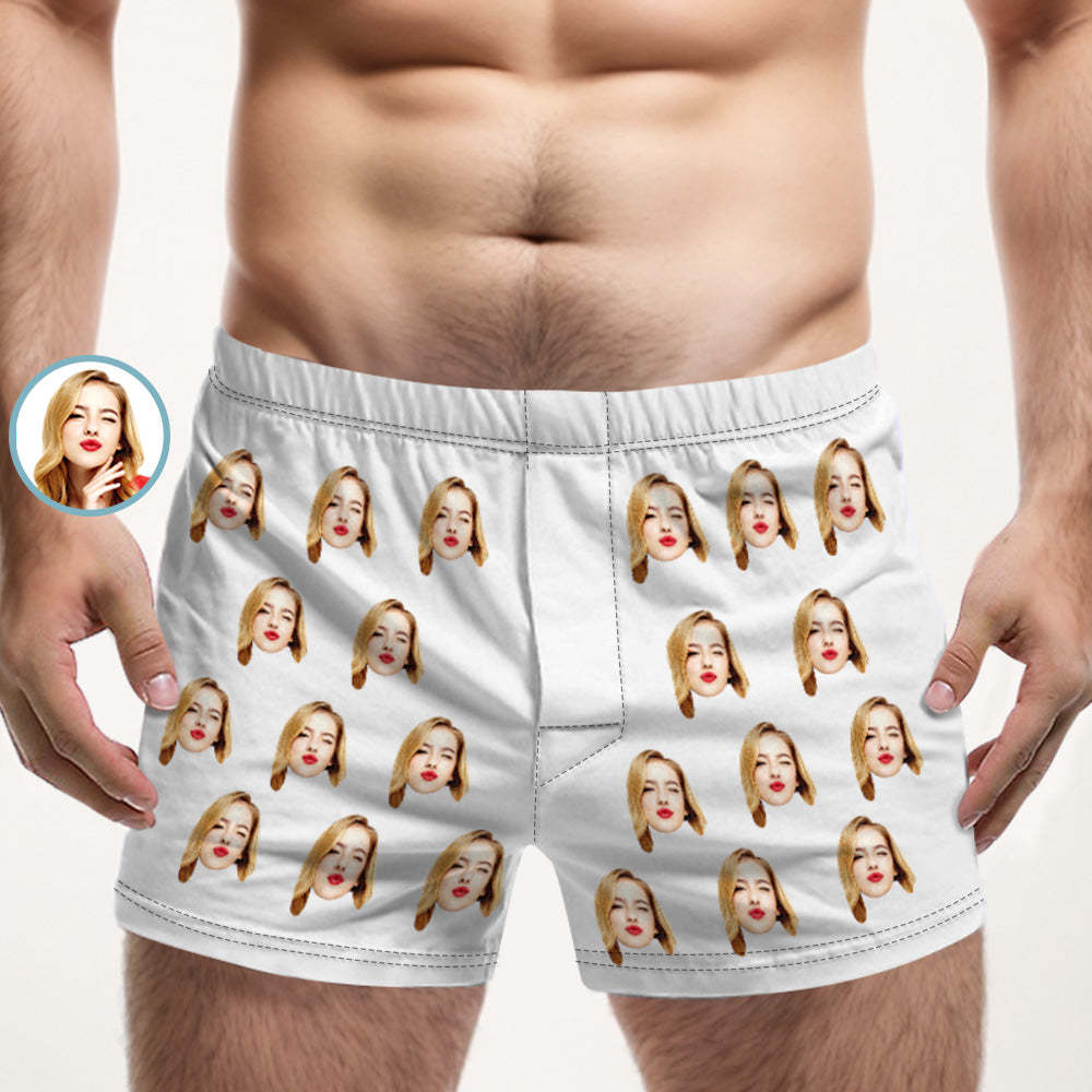 Custom Girlfriend Face Multicolor Boxer Shorts Personalized Photo Underwear Gift for Him - FaceBoxerUK