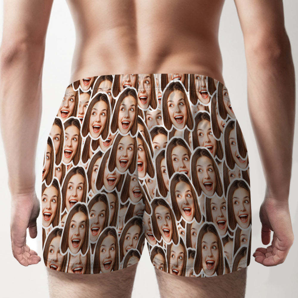 Custom Face Mash Multicolor Boxer Shorts Personalized Photo Underwear Gift for Him - FaceBoxerUK