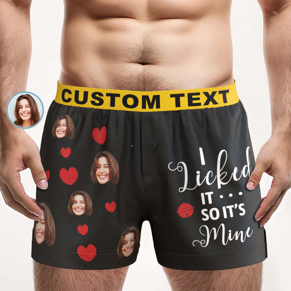 Custom Face Boxer Shorts I LICKED IT Personalized Waistband Casual Underwear for Him - FaceBoxerUK