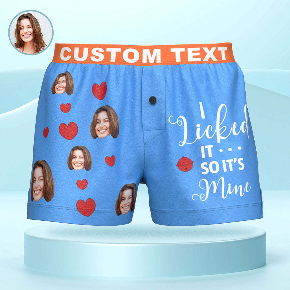Custom Face Boxer Shorts I LICKED IT Personalized Waistband Casual Underwear for Him - FaceBoxerUK