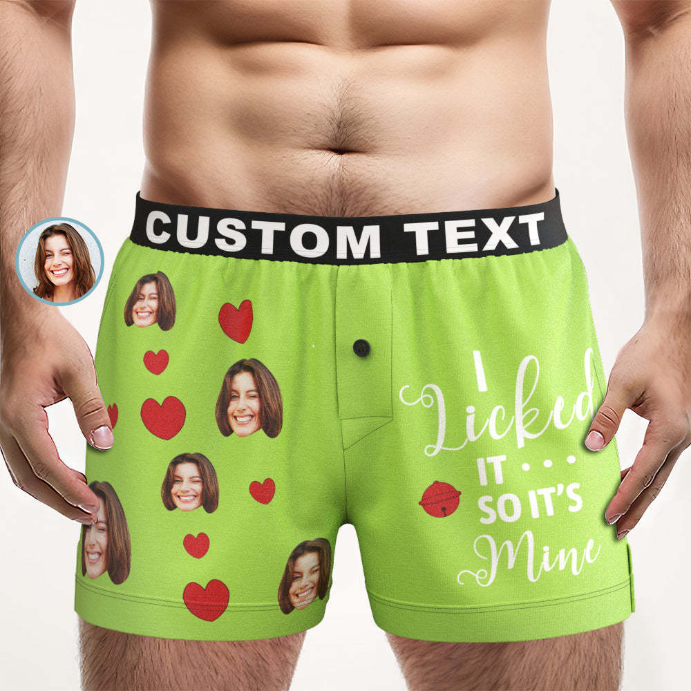 Custom Face Boxer Shorts I LICKED IT Personalized Waistband Casual Underwear for Him - FaceBoxerUK