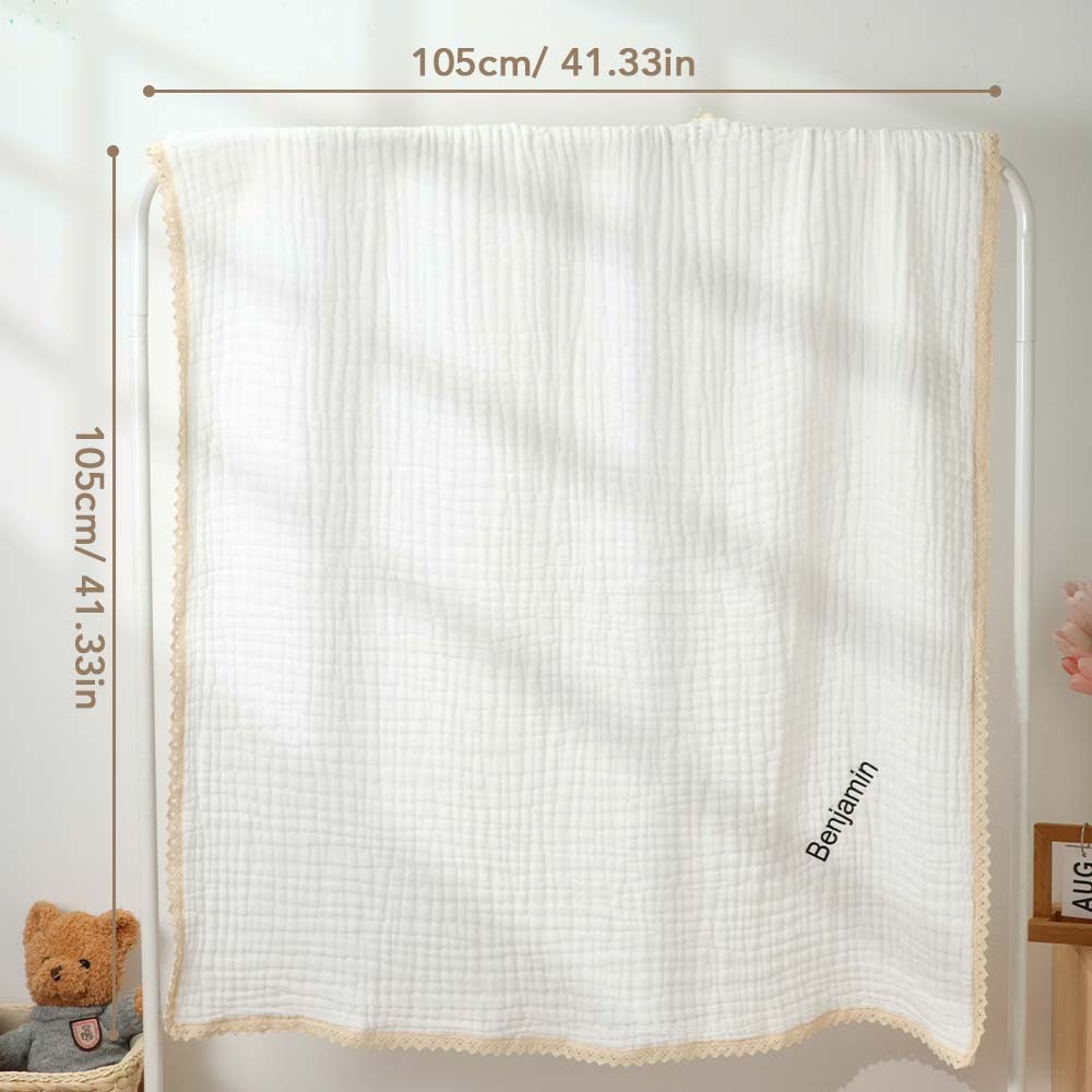 Personalized Lace Blanket with Embroidered Name Gift for Baby - FaceBoxerUK