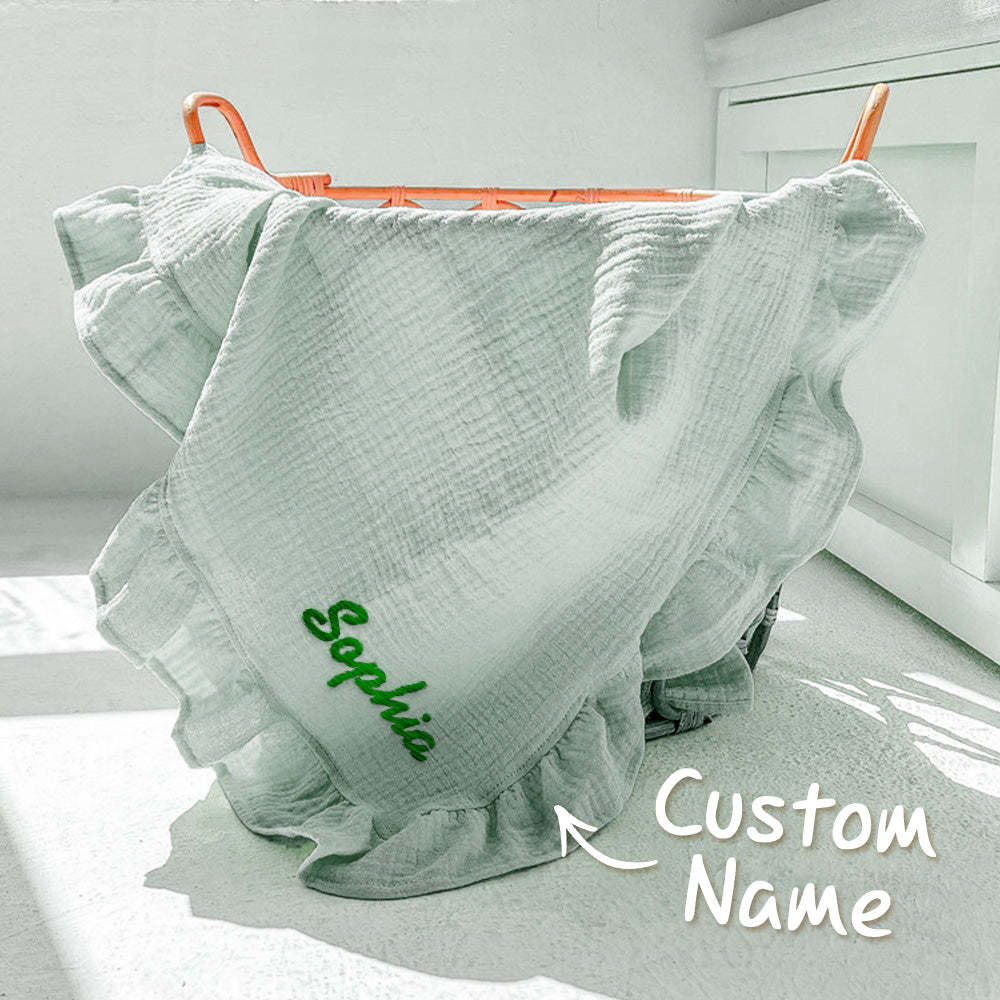 Personalized Baby Swaddle Blanket Custom Muslin Blanket with Embroidered Name Gift for Baby - FaceBoxerUK