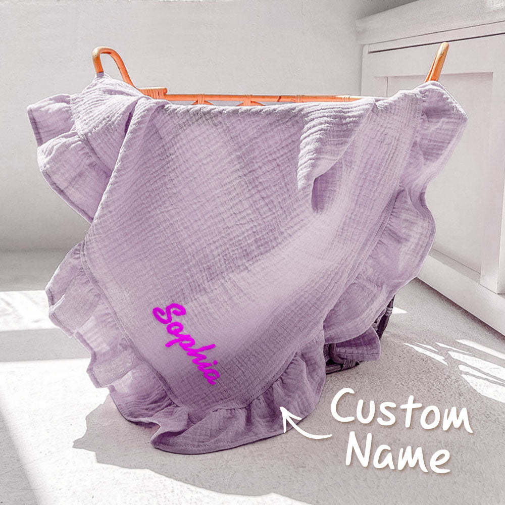 Personalized Baby Swaddle Blanket Custom Muslin Blanket with Embroidered Name Gift for Baby - FaceBoxerUK