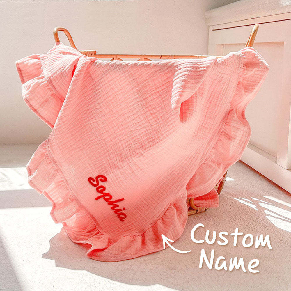 Personalized Baby Swaddle Blanket Custom Muslin Blanket with Embroidered Name Gift for Baby - FaceBoxerUK
