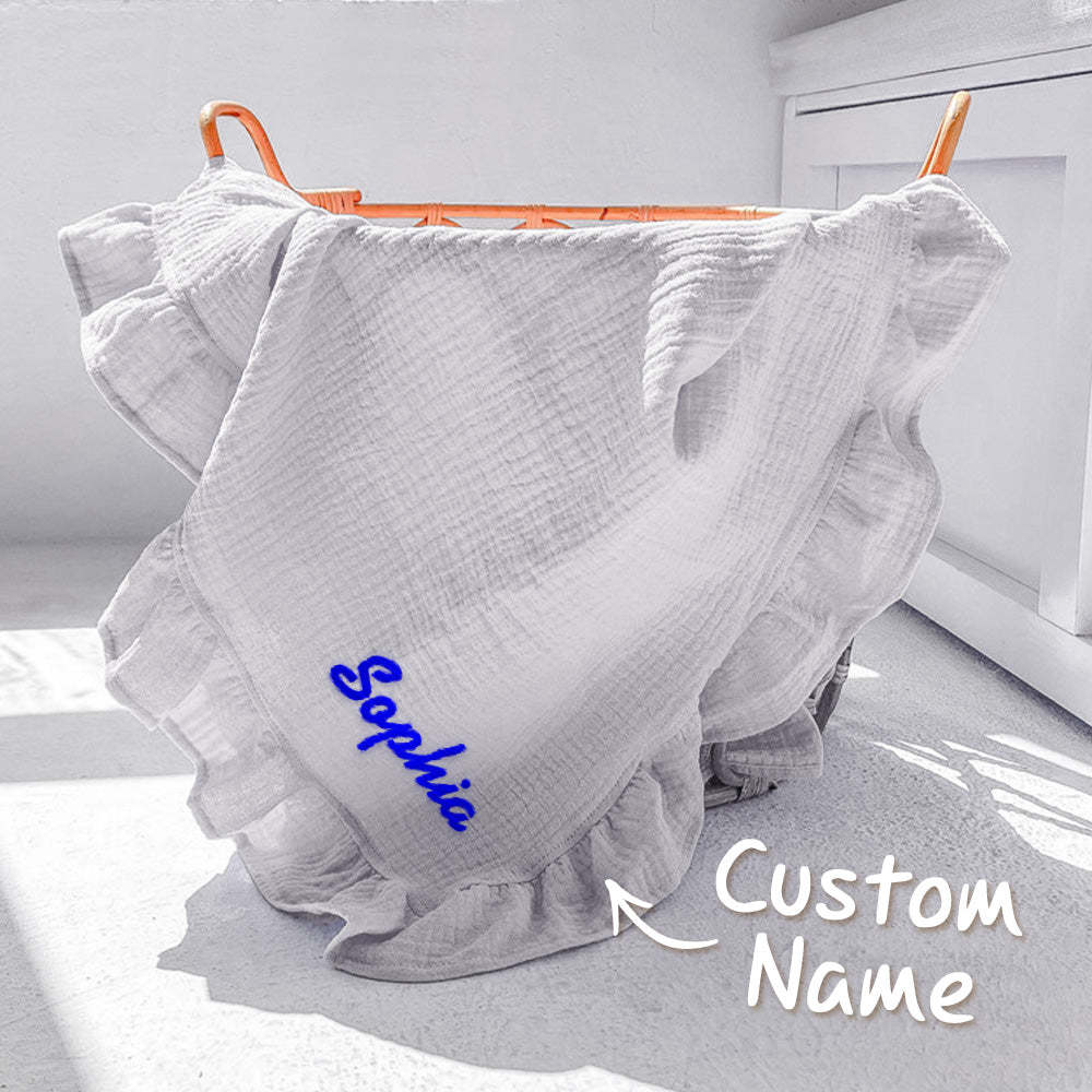 Personalized Baby Swaddle Blanket Custom Muslin Blanket with Embroidered Name Gift for Baby - FaceBoxerUK