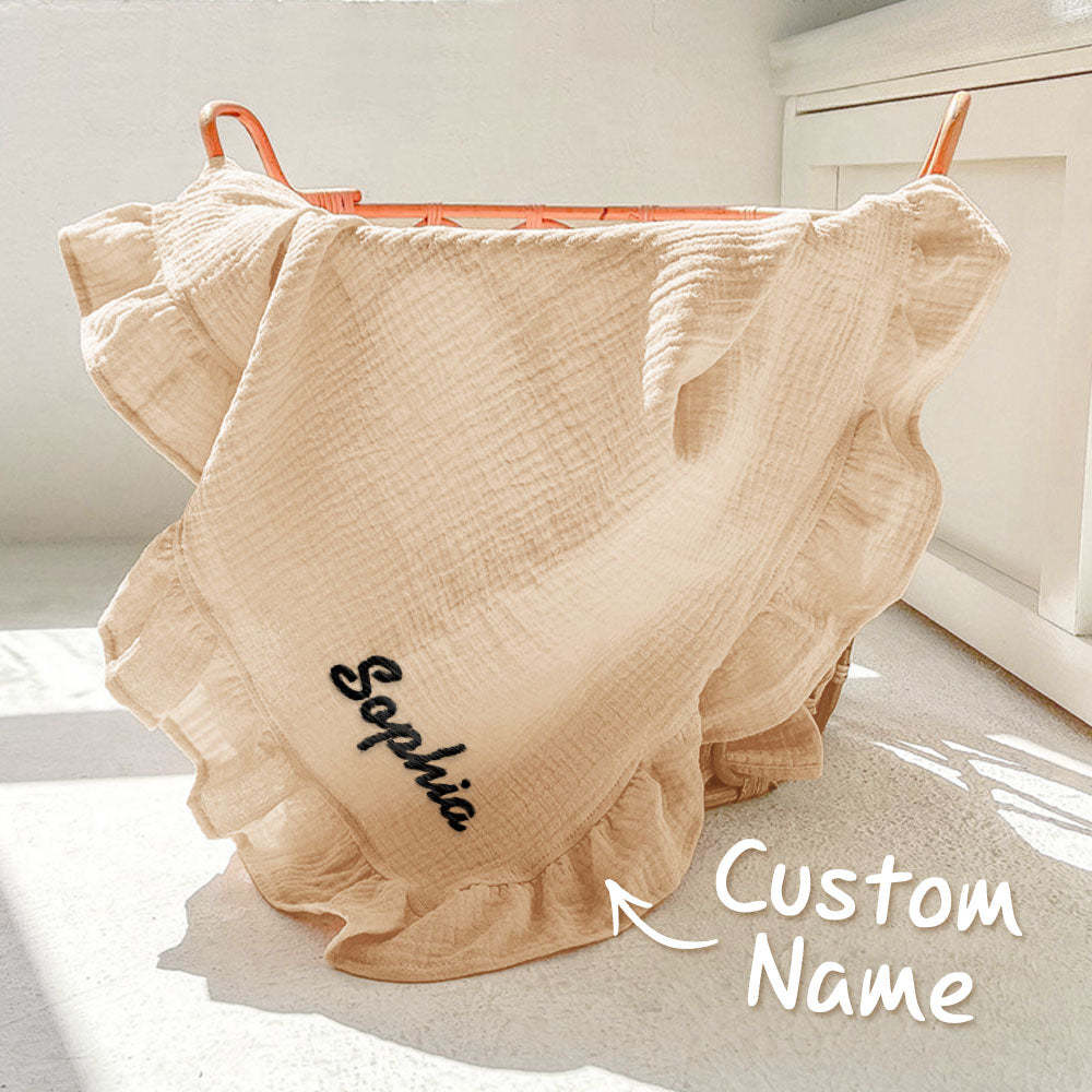 Personalized Baby Swaddle Blanket Custom Muslin Blanket with Embroidered Name Gift for Baby - FaceBoxerUK