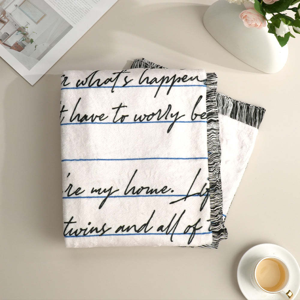 Personalized Hand-Written Printed Letter Blanket Unique Gift for Lover - Get Photo Blanket