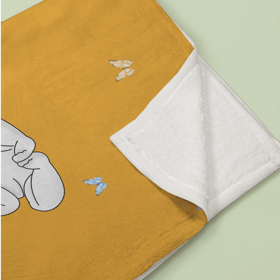 Personalized Cute Cartoon Character Heart Birth Flower Soft Throw Blanket with Name Birthday Christmas Gift