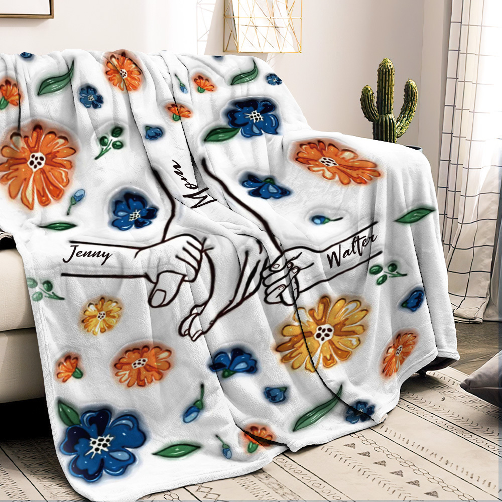 Family Personalized Custom 3D Inflated Effect Printed Blanket - Mother's Day Gift For Mum/Mom, Grandma