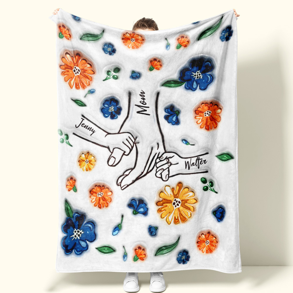 Family Personalized Custom 3D Inflated Effect Printed Blanket - Mother's Day Gift For Mum/Mom, Grandma