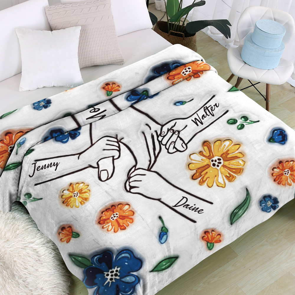 Family Personalized Custom 3D Inflated Effect Printed Blanket - Mother's Day Gift For Mum/Mom, Grandma