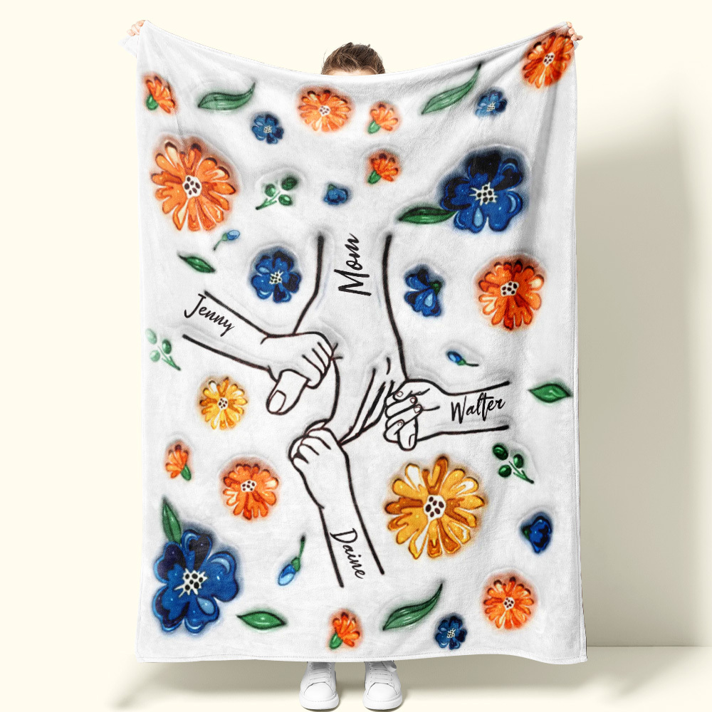 Family Personalized Custom 3D Inflated Effect Printed Blanket - Mother's Day Gift For Mum/Mom, Grandma