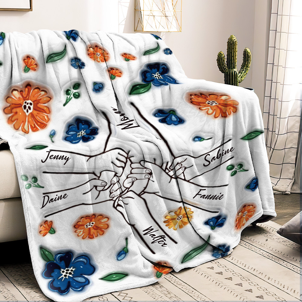 Family Personalized Custom 3D Inflated Effect Printed Blanket - Mother's Day Gift For Mum/Mom, Grandma