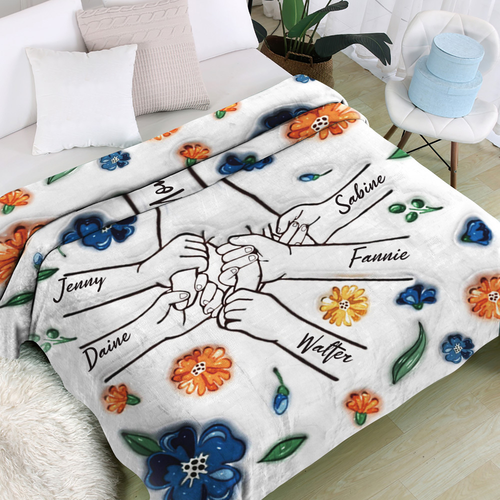 Family Personalized Custom 3D Inflated Effect Printed Blanket - Mother's Day Gift For Mum/Mom, Grandma