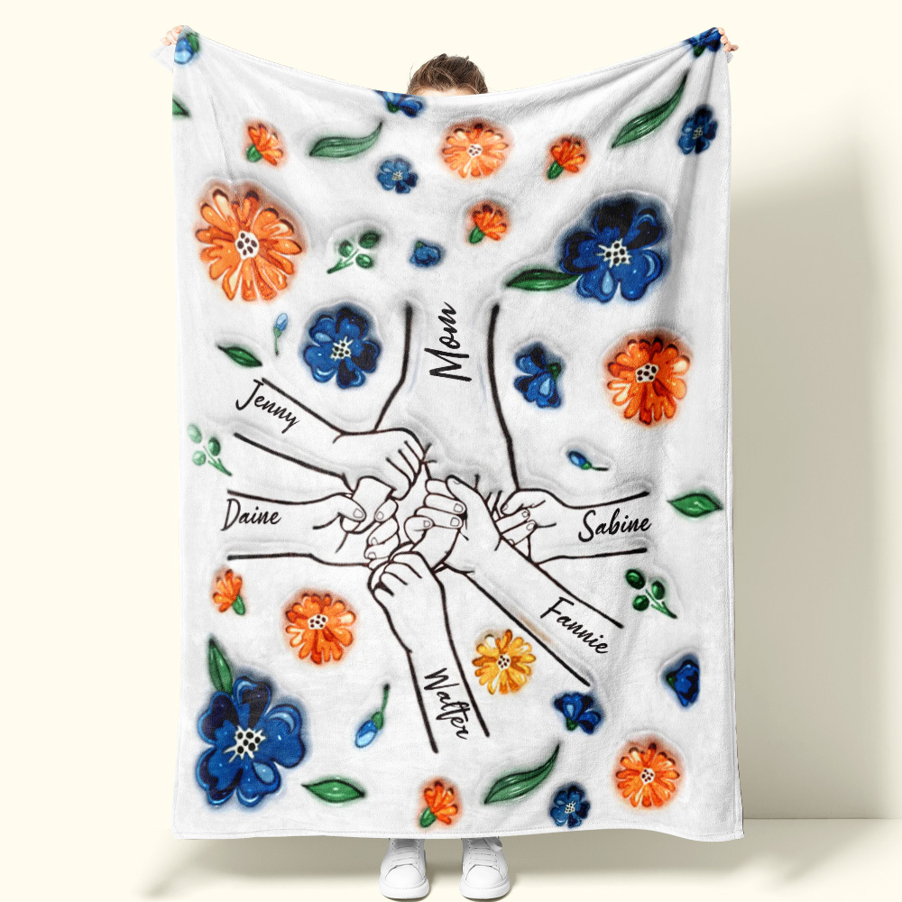 Family Personalized Custom 3D Inflated Effect Printed Blanket - Mother's Day Gift For Mum/Mom, Grandma