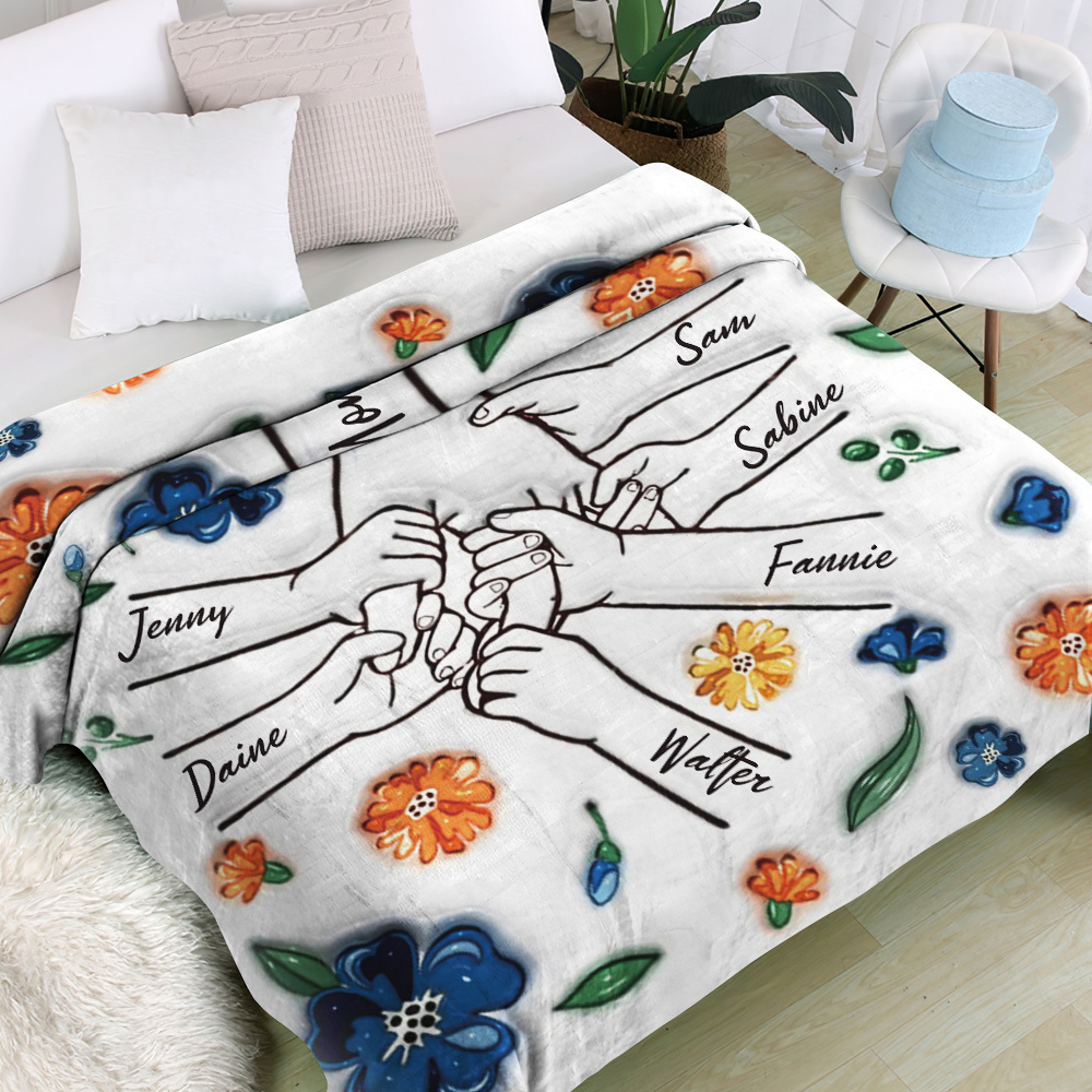 Family Personalized Custom 3D Inflated Effect Printed Blanket - Mother's Day Gift For Mum/Mom, Grandma