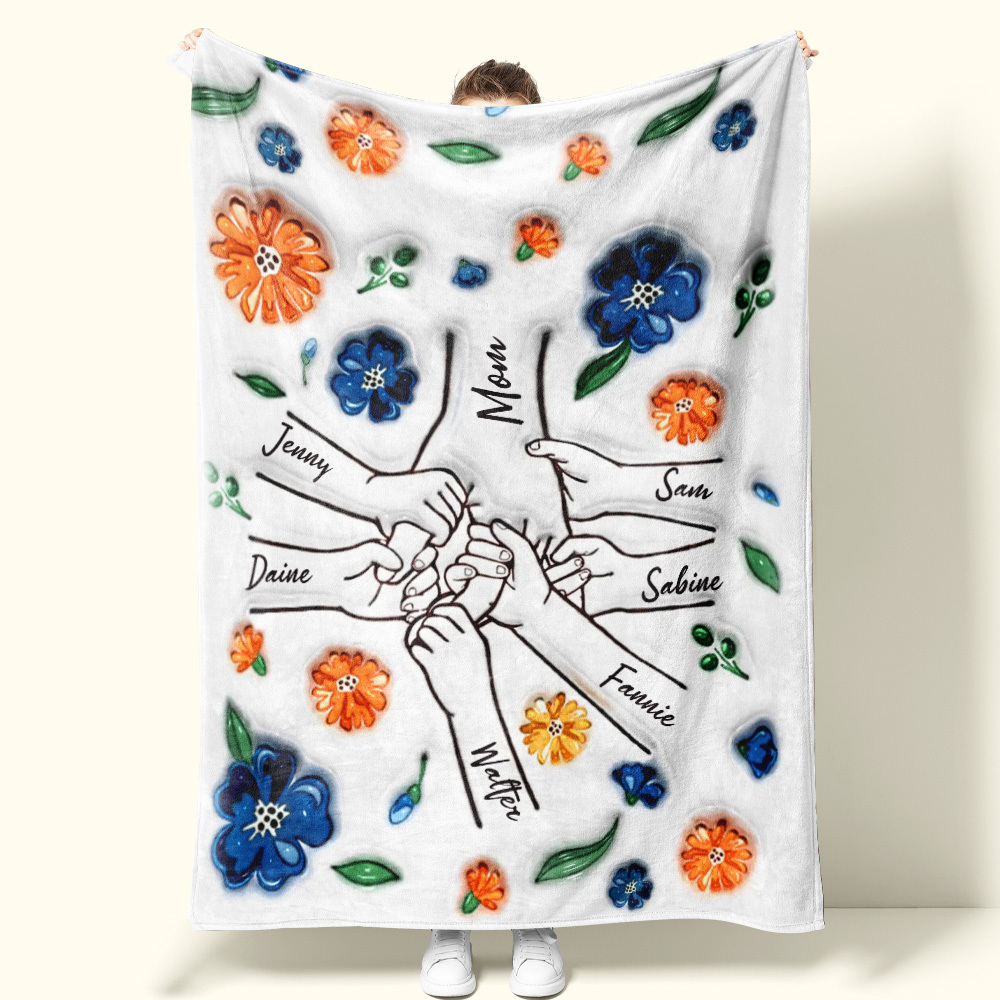 Family Personalized Custom 3D Inflated Effect Printed Blanket - Mother's Day Gift For Mum/Mom, Grandma