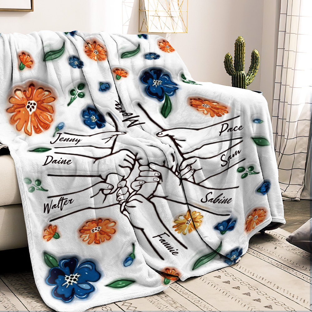 Family Personalized Custom 3D Inflated Effect Printed Blanket - Mother's Day Gift For Mum/Mom, Grandma