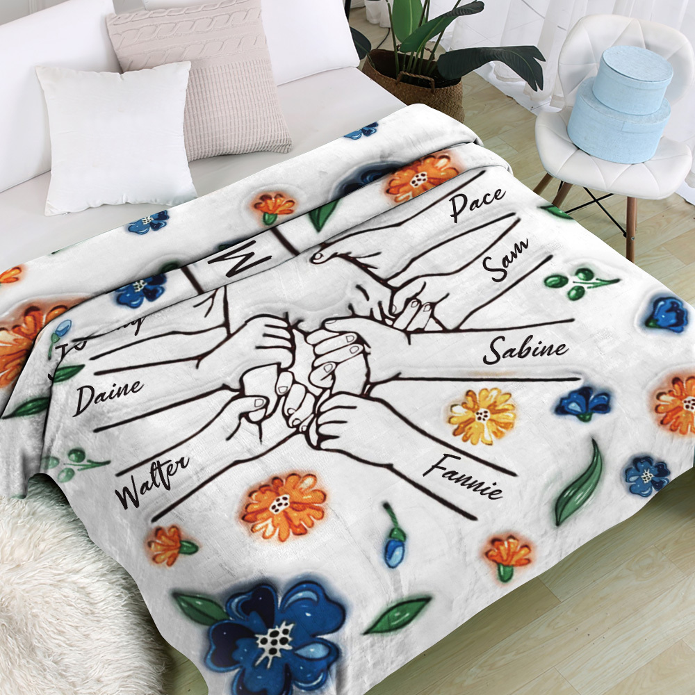 Family Personalized Custom 3D Inflated Effect Printed Blanket - Mother's Day Gift For Mum/Mom, Grandma