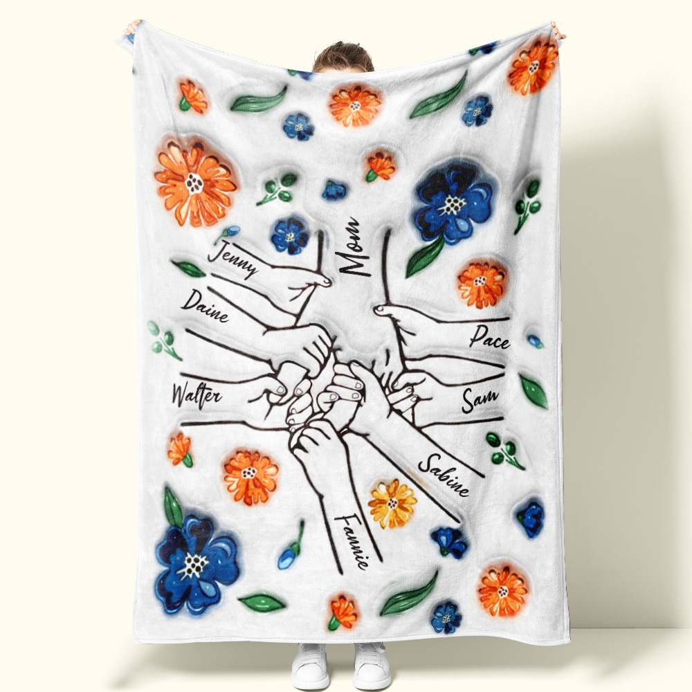 Family Personalized Custom 3D Inflated Effect Printed Blanket - Mother's Day Gift For Mum/Mom, Grandma