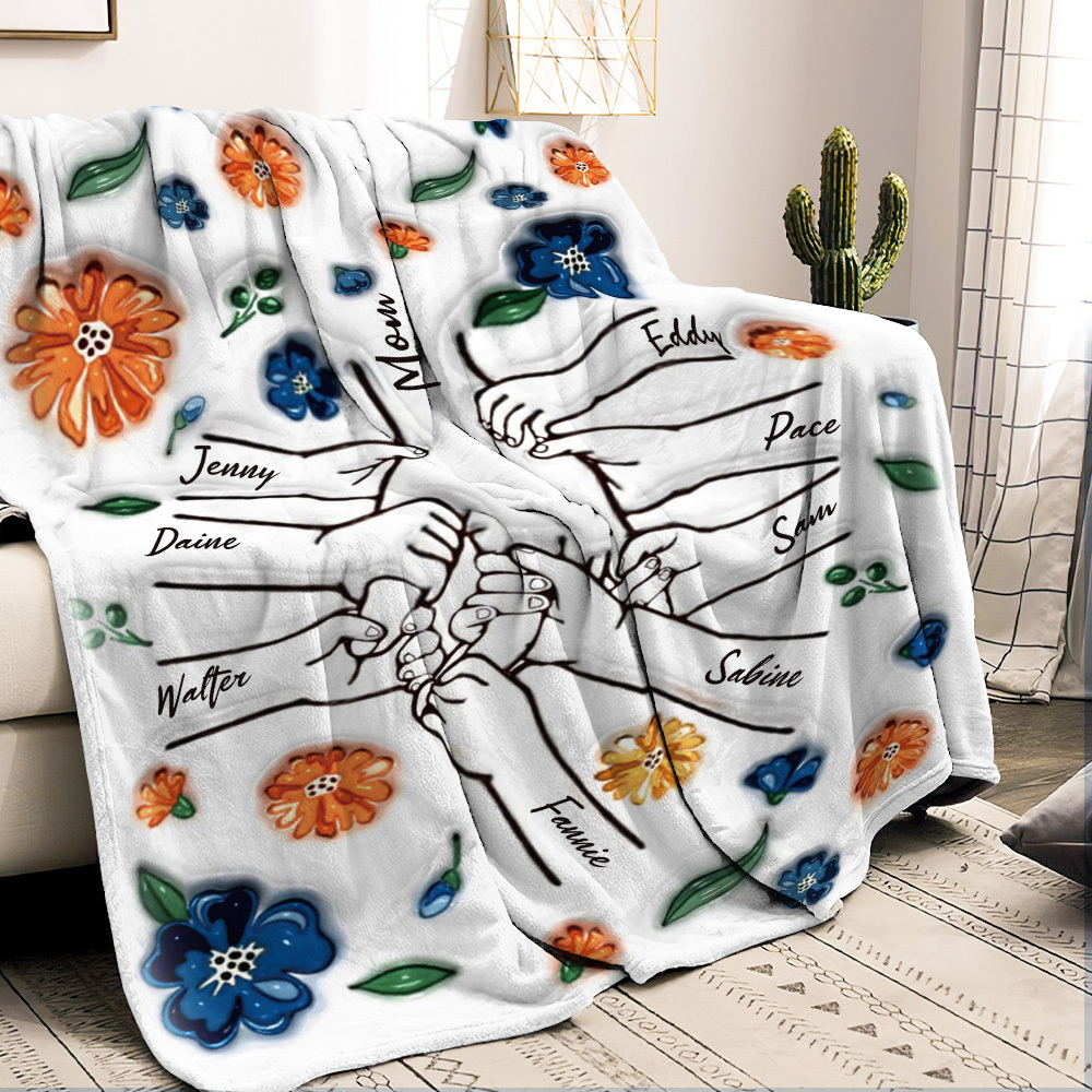 Family Personalized Custom 3D Inflated Effect Printed Blanket - Mother's Day Gift For Mum/Mom, Grandma