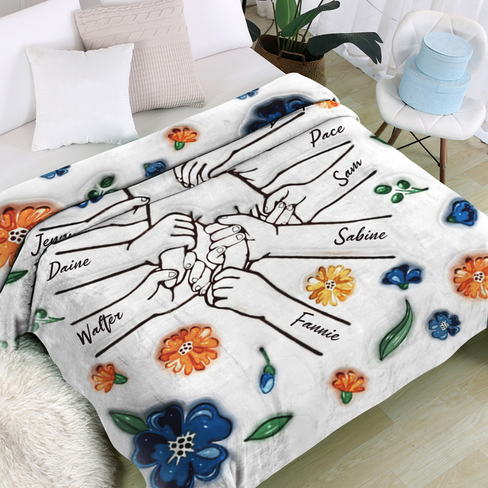 Family Personalized Custom 3D Inflated Effect Printed Blanket - Mother's Day Gift For Mum/Mom, Grandma