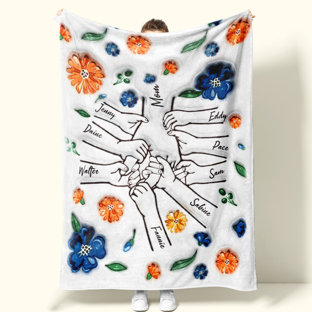 Family Personalized Custom 3D Inflated Effect Printed Blanket - Mother's Day Gift For Mum/Mom, Grandma