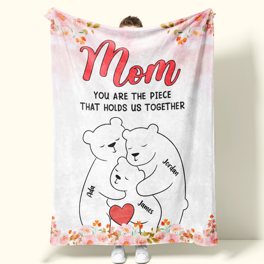 Custom Family Blanket Hug Bear Blanket Give Family The Warmest Hug – A Perfect Heartwarming Gift for Mom