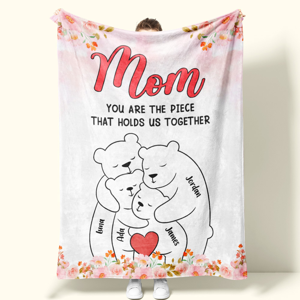 Custom Family Blanket Hug Bear Blanket Give Family The Warmest Hug – A Perfect Heartwarming Gift for Mom