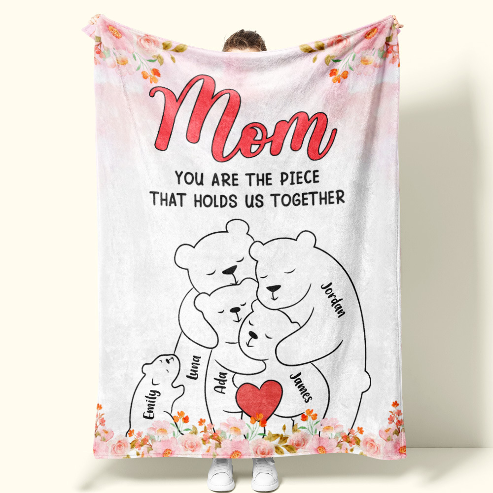 Custom Family Blanket Hug Bear Blanket Give Family The Warmest Hug – A Perfect Heartwarming Gift for Mom