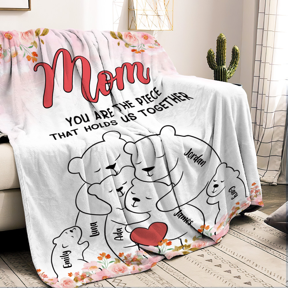 Custom Family Blanket Hug Bear Blanket Give Family The Warmest Hug – A Perfect Heartwarming Gift for Mom