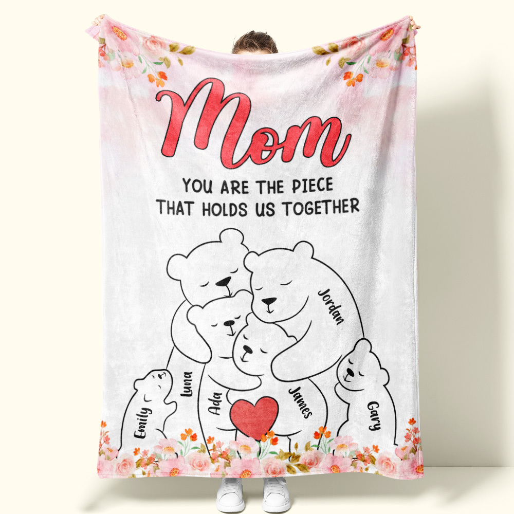 Custom Family Blanket Hug Bear Blanket Give Family The Warmest Hug – A Perfect Heartwarming Gift for Mom
