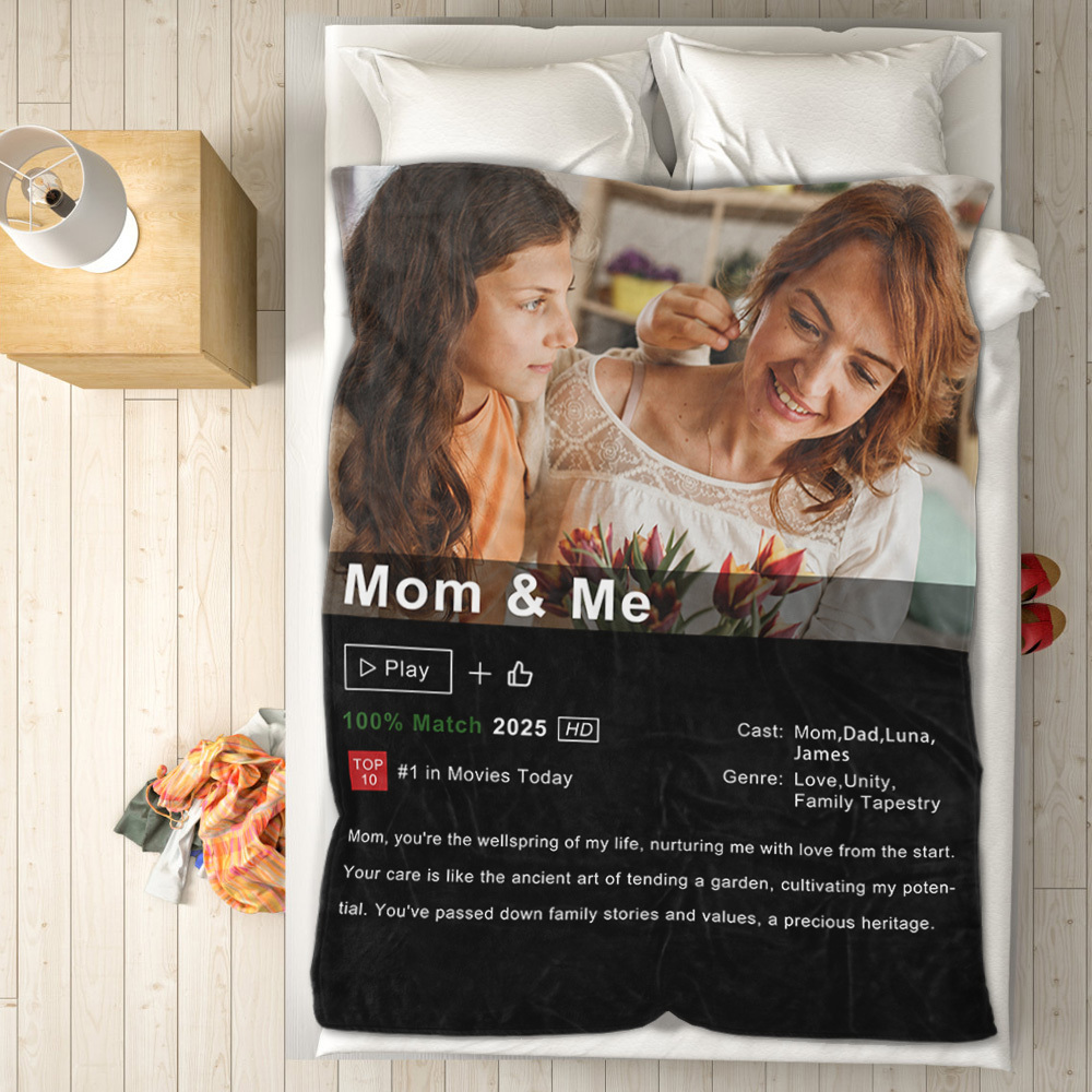 Custom Couples Loveflix Movie Poster Blanket Personalized Photo Blanket Gift for Lover