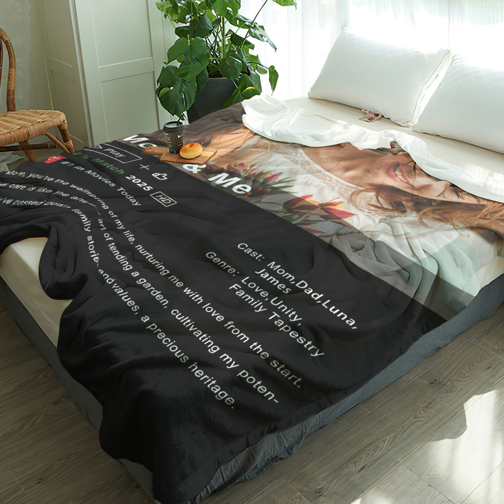 Custom Couples Loveflix Movie Poster Blanket Personalized Photo Blanket Gift for Lover