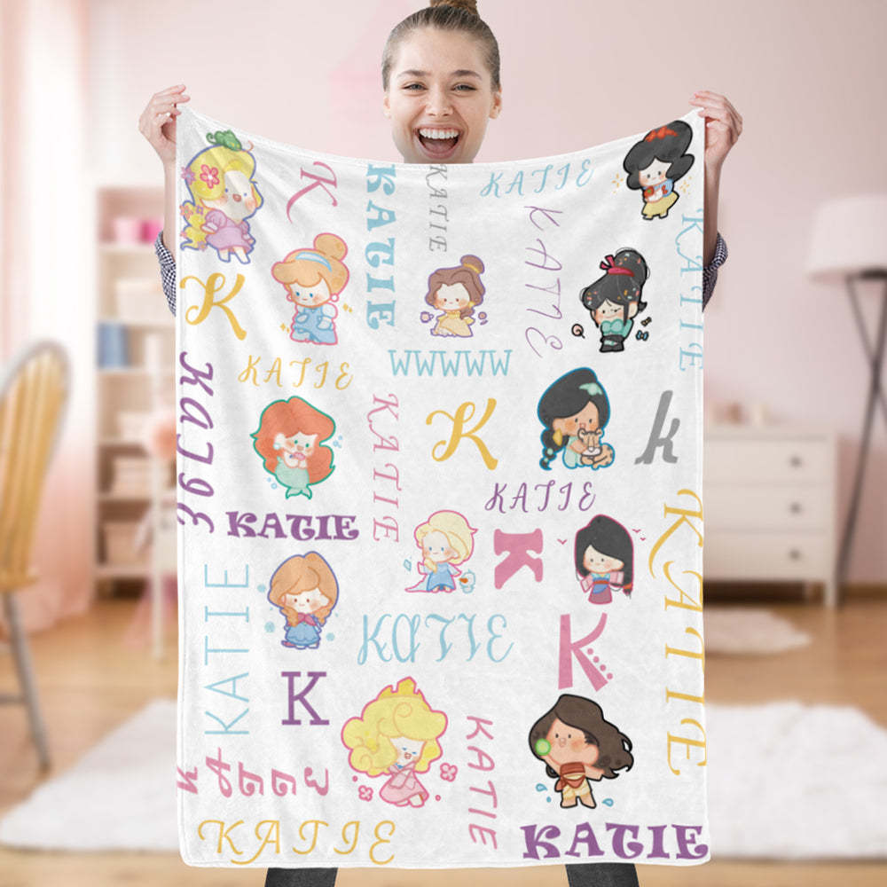 Personalized Princess Baby Blanket  Princess Throw Blanket Personalized Baby Blanket Princess Personalized Girls Blanket