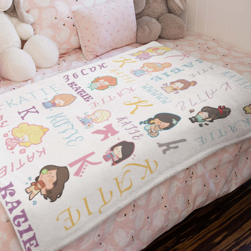 Personalized Princess Baby Blanket  Princess Throw Blanket Personalized Baby Blanket Princess Personalized Girls Blanket