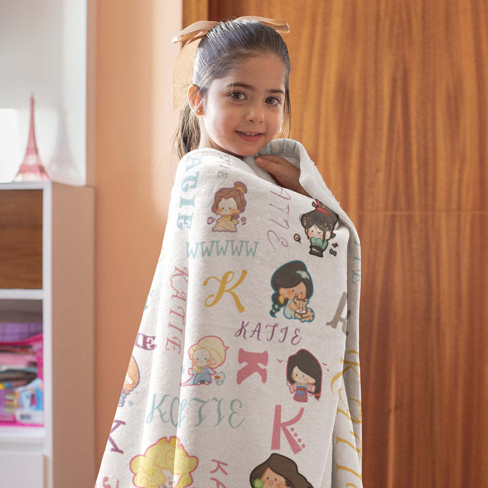 Personalized Princess Baby Blanket  Princess Throw Blanket Personalized Baby Blanket Princess Personalized Girls Blanket