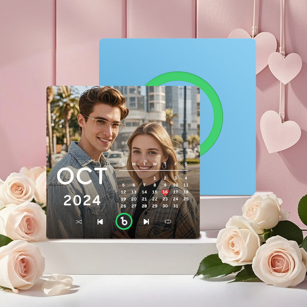 New 4.0 Upgrade Custom Music Fridge Magnet Colorful Frame Album Fridge Magnet Can Play Songs Gift for Couple Can Upload Your Music